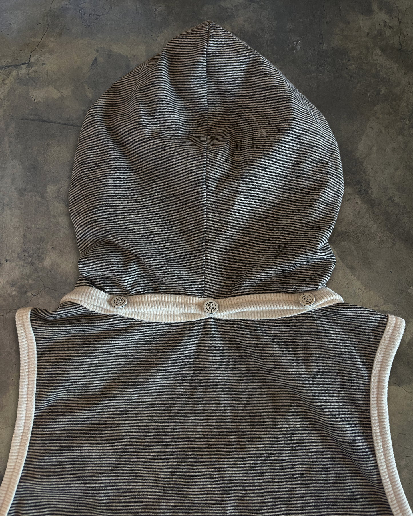 DIOR HOMME AW2005 STRIPED SLEEVELESS DETATCHABLE HOODIE
