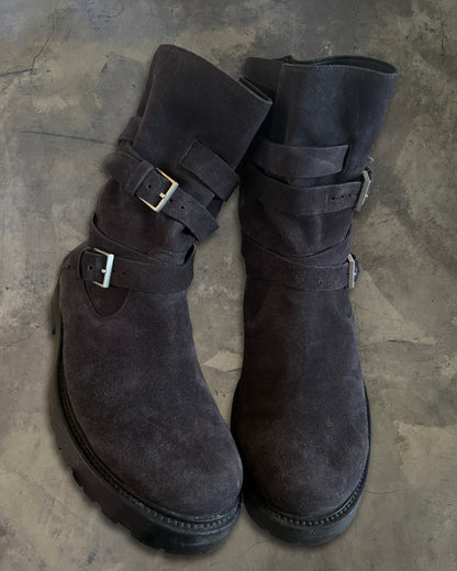 DIOR HOMME AW2011 SUEDE BUCKLED BOOTS