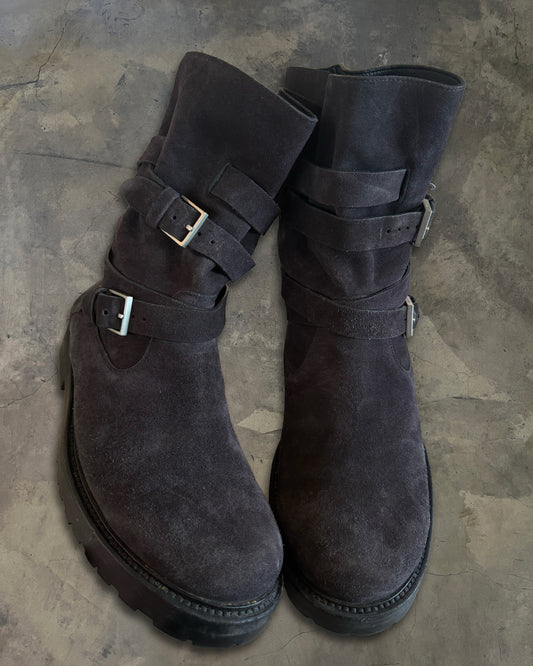 DIOR HOMME AW2011 SUEDE BUCKLED BOOTS