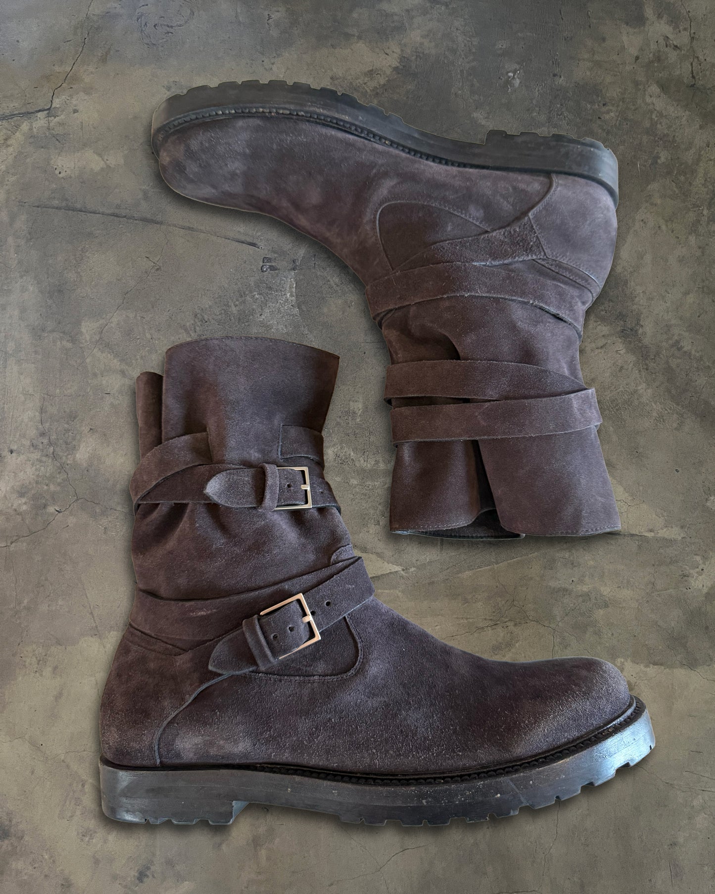 DIOR HOMME AW2011 SUEDE BUCKLED BOOTS