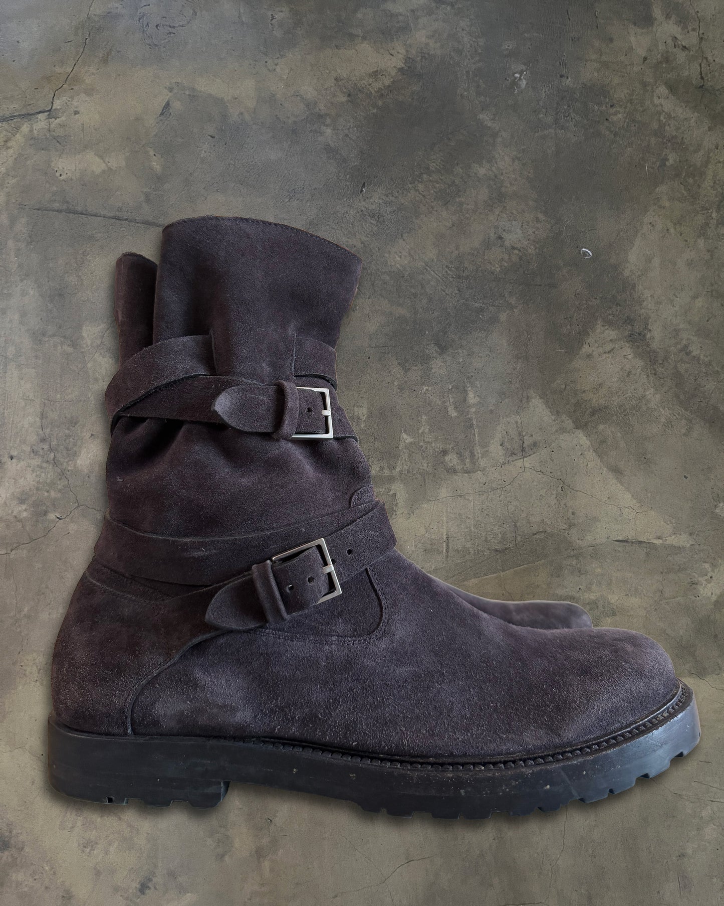 DIOR HOMME AW2011 SUEDE BUCKLED BOOTS