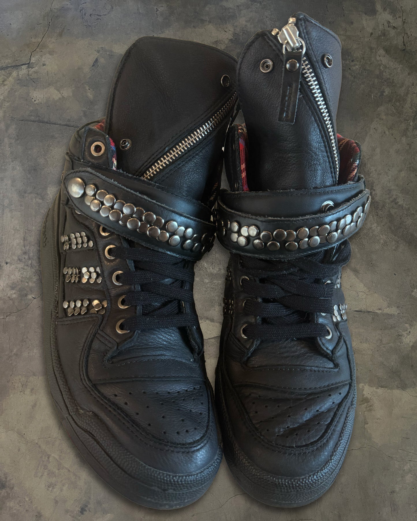 DIESEL X ADIDAS STUDDED HIGH TOP SNEAKERS