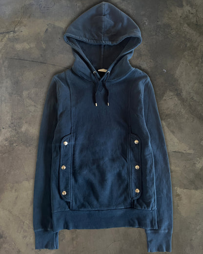 DIOR HOMME FW2008 NAVY SNAP BUTTON HOODIE