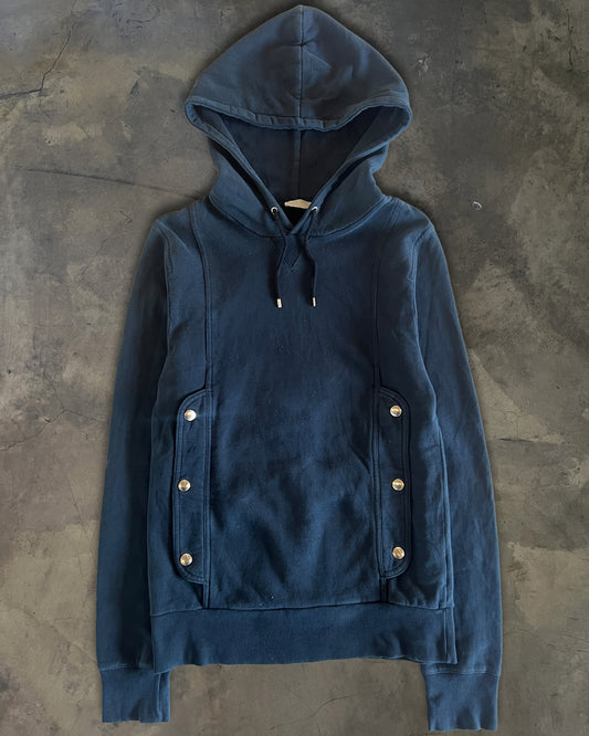 DIOR HOMME FW2008 NAVY SNAP BUTTON HOODIE