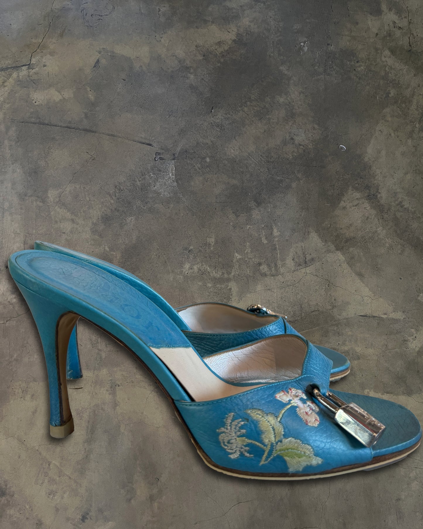 CHRISTIAN DIOR FW2003 LOCK & KEY EMBROIDERED SANDALS