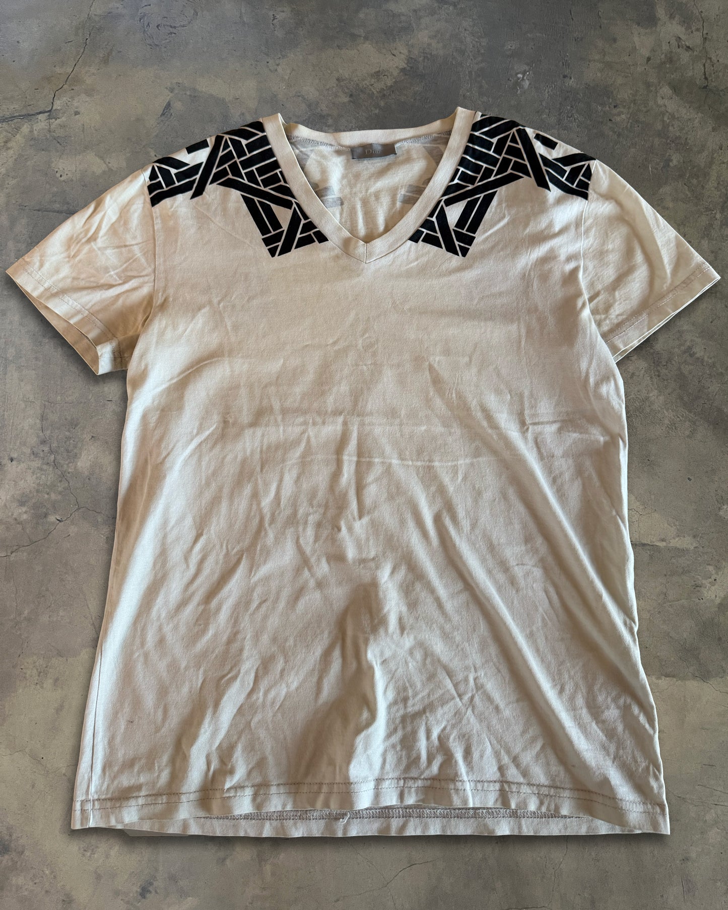 DIOR HOMME SS2008 V NECK GRAPHIC TEE