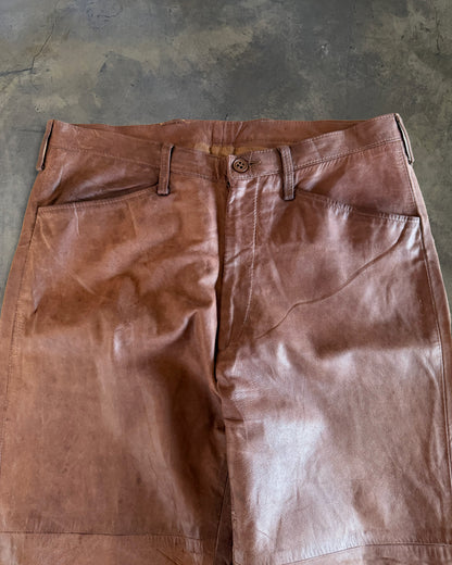 80s EMPORIO ARMANI BROWN LEATHER PANTS