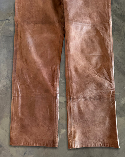 80s EMPORIO ARMANI BROWN LEATHER PANTS