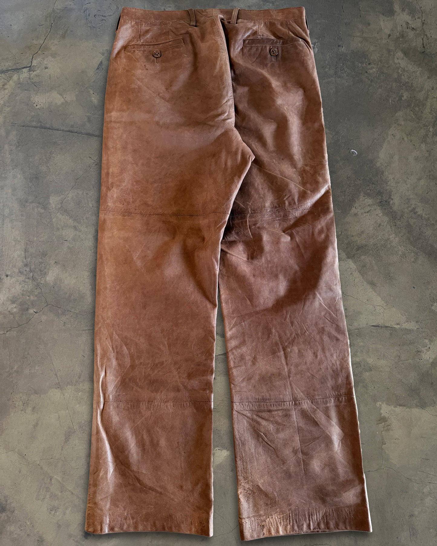80s EMPORIO ARMANI BROWN LEATHER PANTS