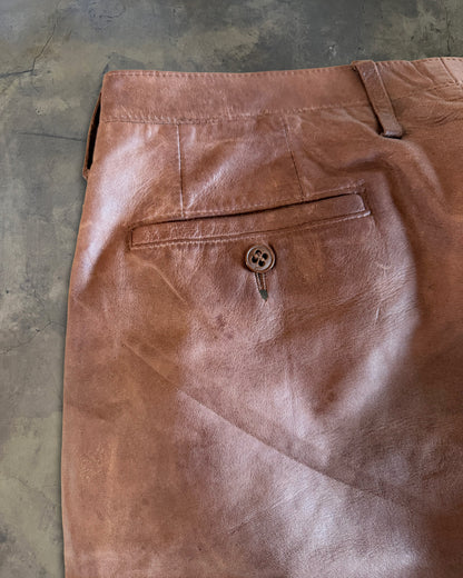 80s EMPORIO ARMANI BROWN LEATHER PANTS