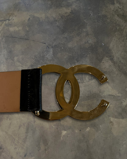 CHANEL PATENT CALFSKIN CC LOGO BELT