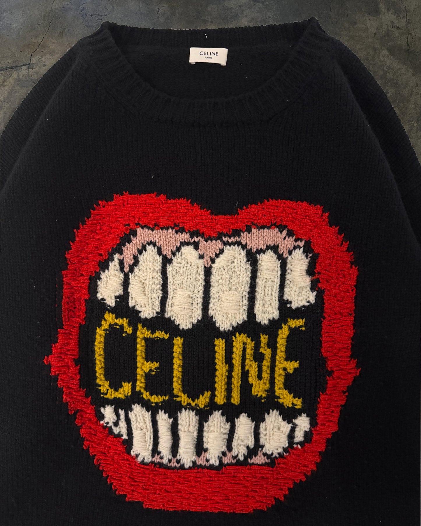 CELINE SS2021 DANCING KID RUNWAY OVERSIZED MOUTH SWEATER