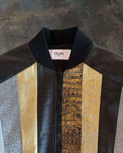 1/1 CELINE SS2022 PYTHON/CROC EMBOSSED PANELED BOMBER