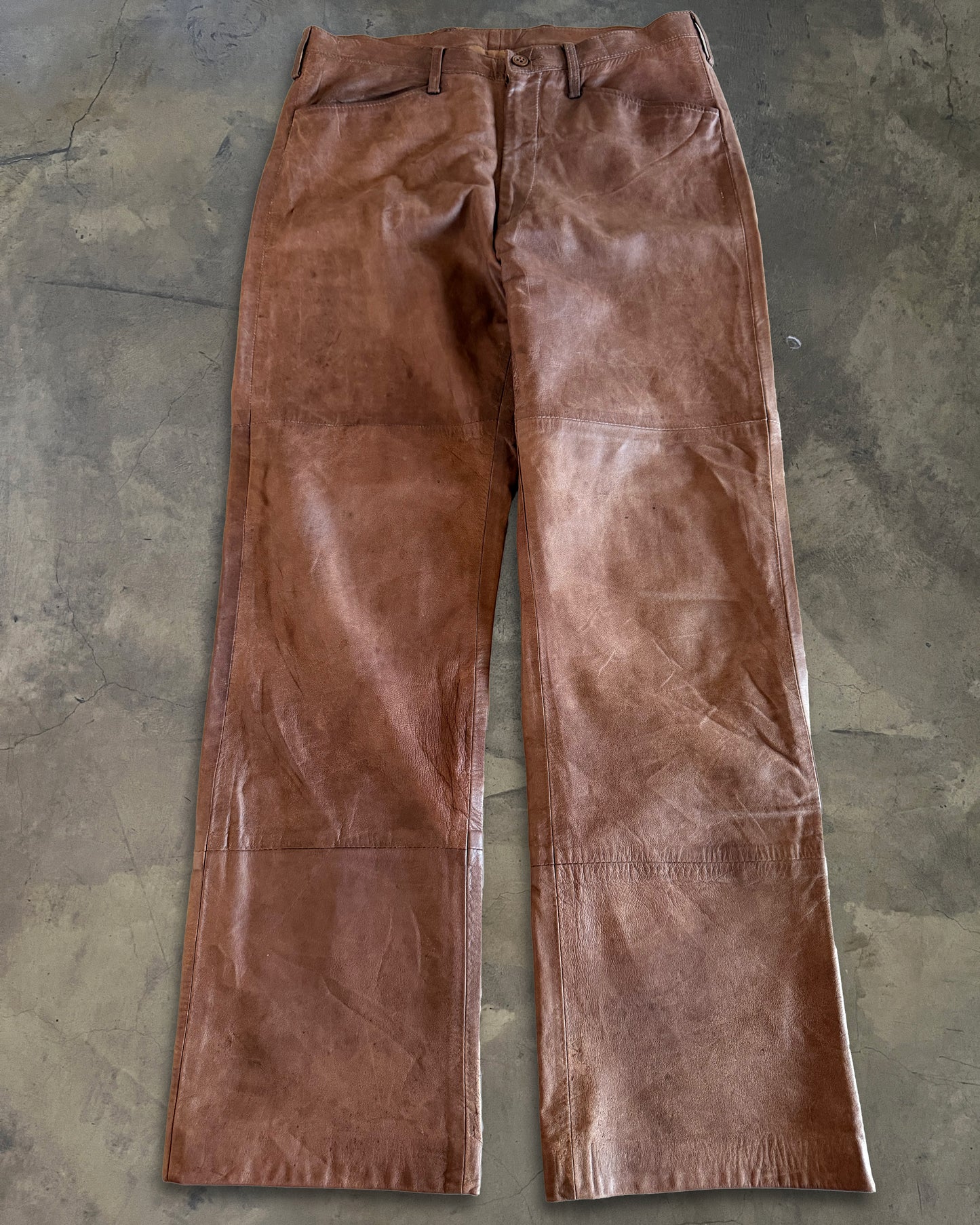 80s EMPORIO ARMANI BROWN LEATHER PANTS