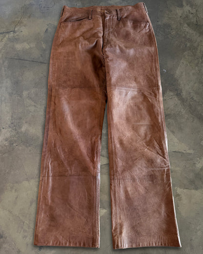 80s EMPORIO ARMANI BROWN LEATHER PANTS