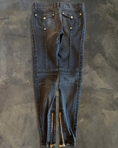 BALMAIN WASHED BIKER DENIM