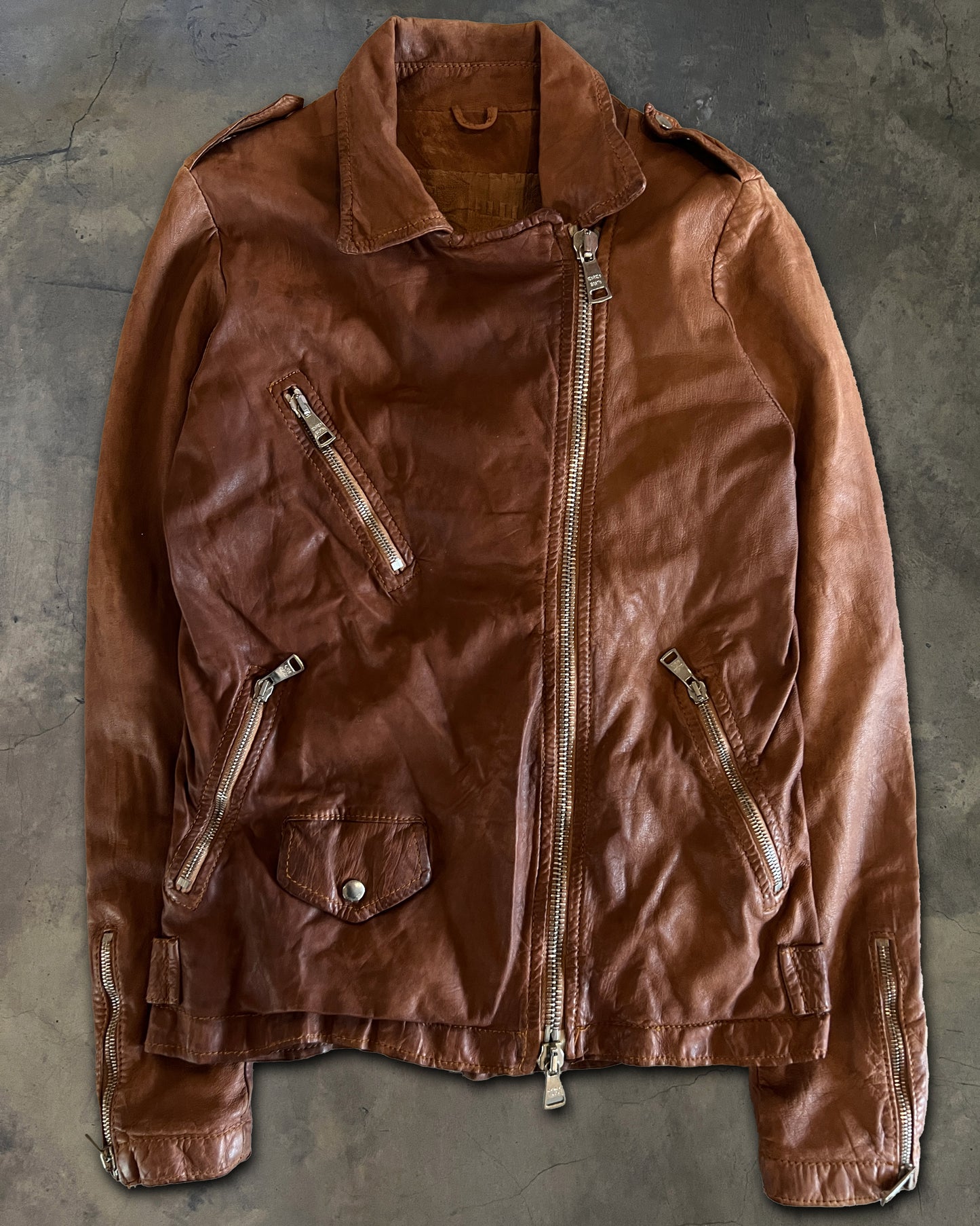 GIORGIO BRATO ASYMETRICAL LEATHER JACKET