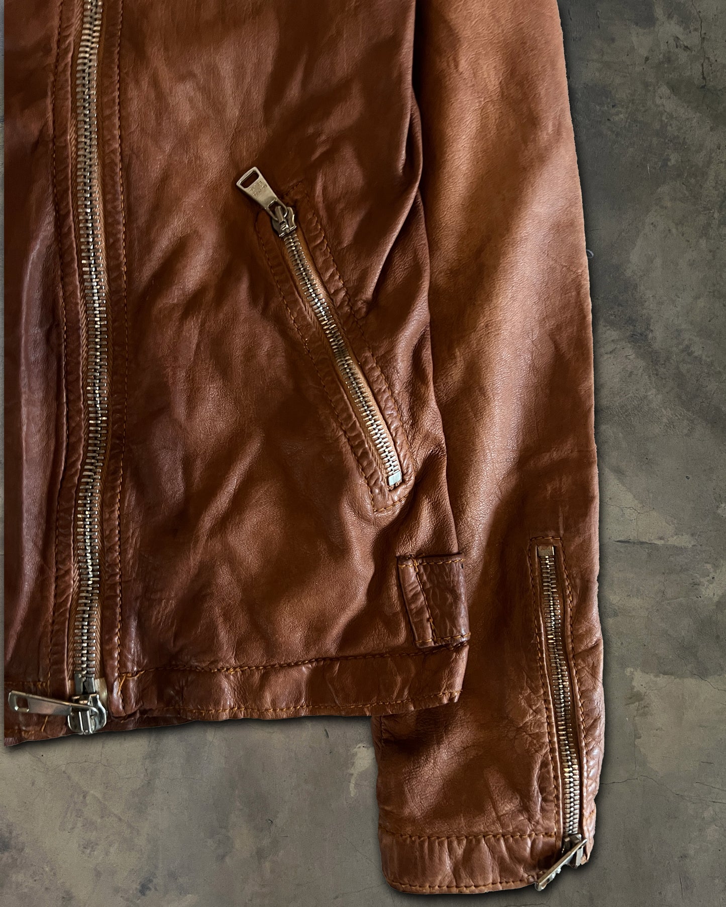 GIORGIO BRATO ASYMETRICAL LEATHER JACKET