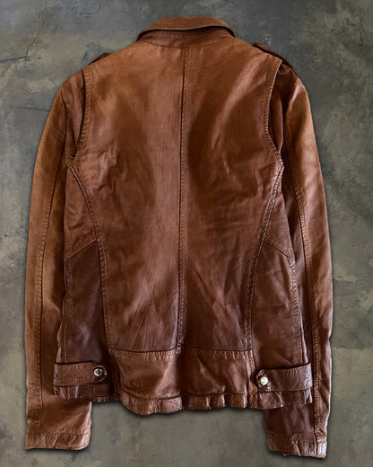 GIORGIO BRATO ASYMETRICAL LEATHER JACKET