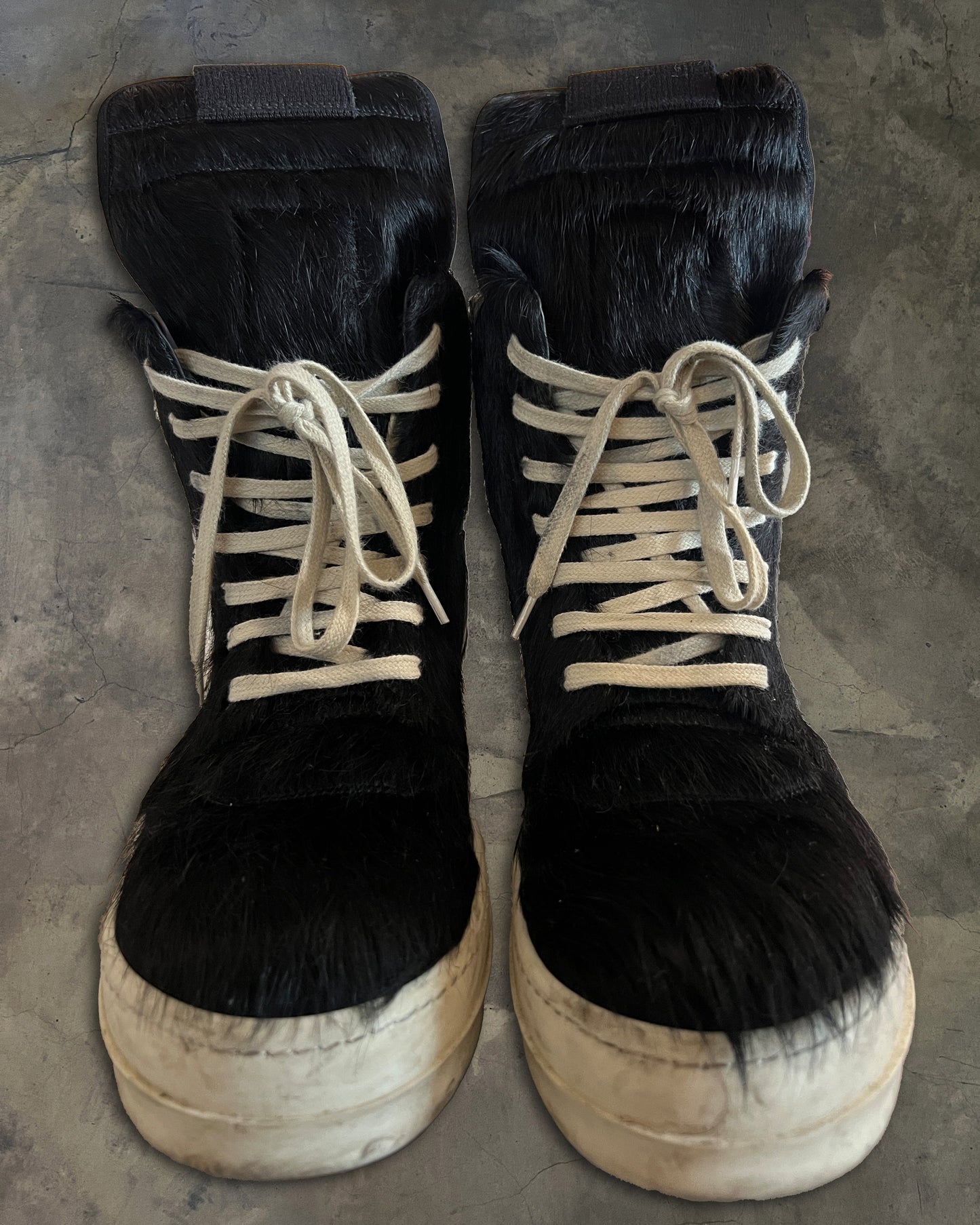 RICK OWENS FW2021 "GETHSEMANE" PONY HAIR GEOBASKETS