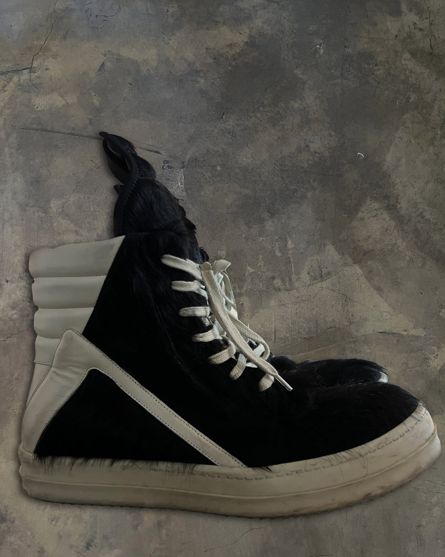 RICK OWENS FW2021 "GETHSEMANE" PONY HAIR GEOBASKETS