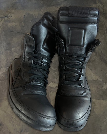 RICK OWENS SS2018 "DIRT" TRIPLE BLACK GEOBASKETS