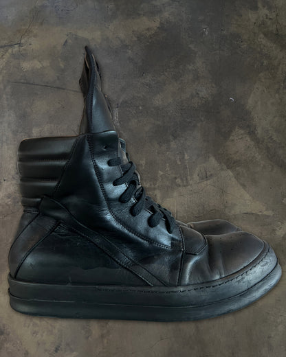 RICK OWENS SS2018 "DIRT" TRIPLE BLACK GEOBASKETS