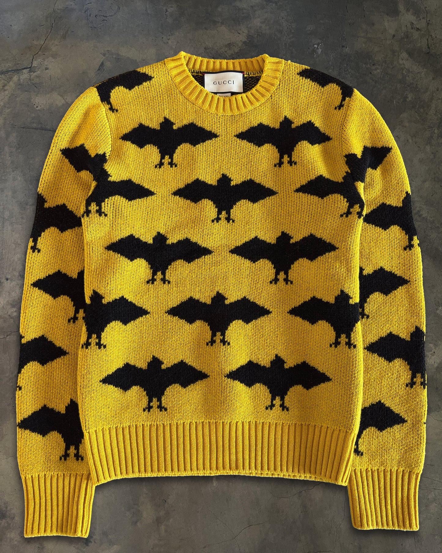 GUCCI FW2017 RUNWAY WOOL BAT JACQUARD KNIT CREWNECK