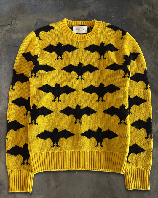 GUCCI FW2017 RUNWAY WOOL BAT JACQUARD KNIT CREWNECK