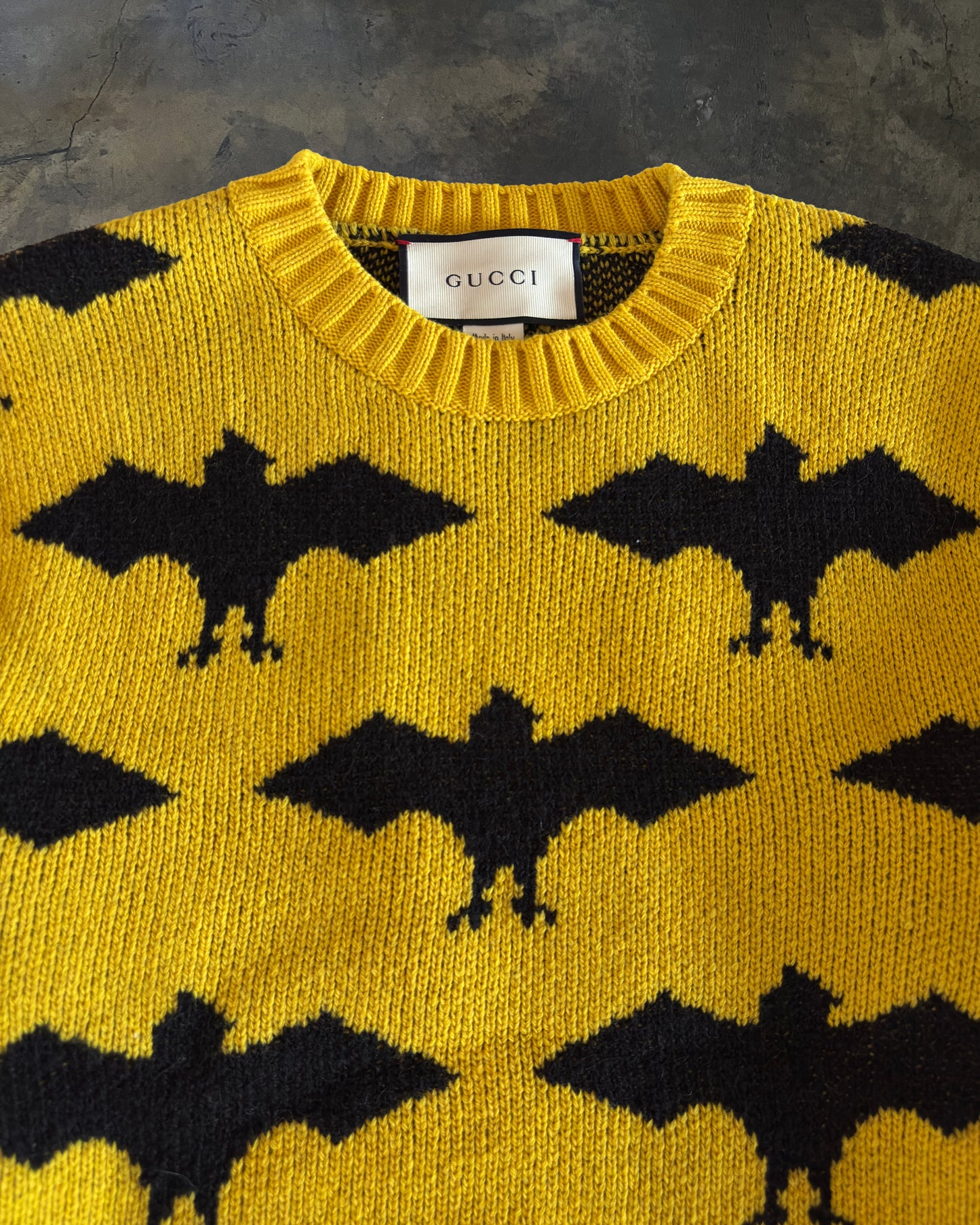 GUCCI FW2017 RUNWAY WOOL BAT JACQUARD KNIT CREWNECK