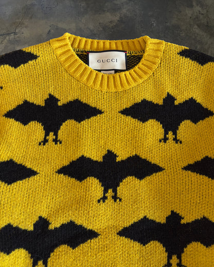 GUCCI FW2017 RUNWAY WOOL BAT JACQUARD KNIT CREWNECK