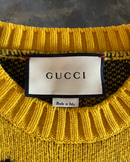 GUCCI FW2017 RUNWAY WOOL BAT JACQUARD KNIT CREWNECK