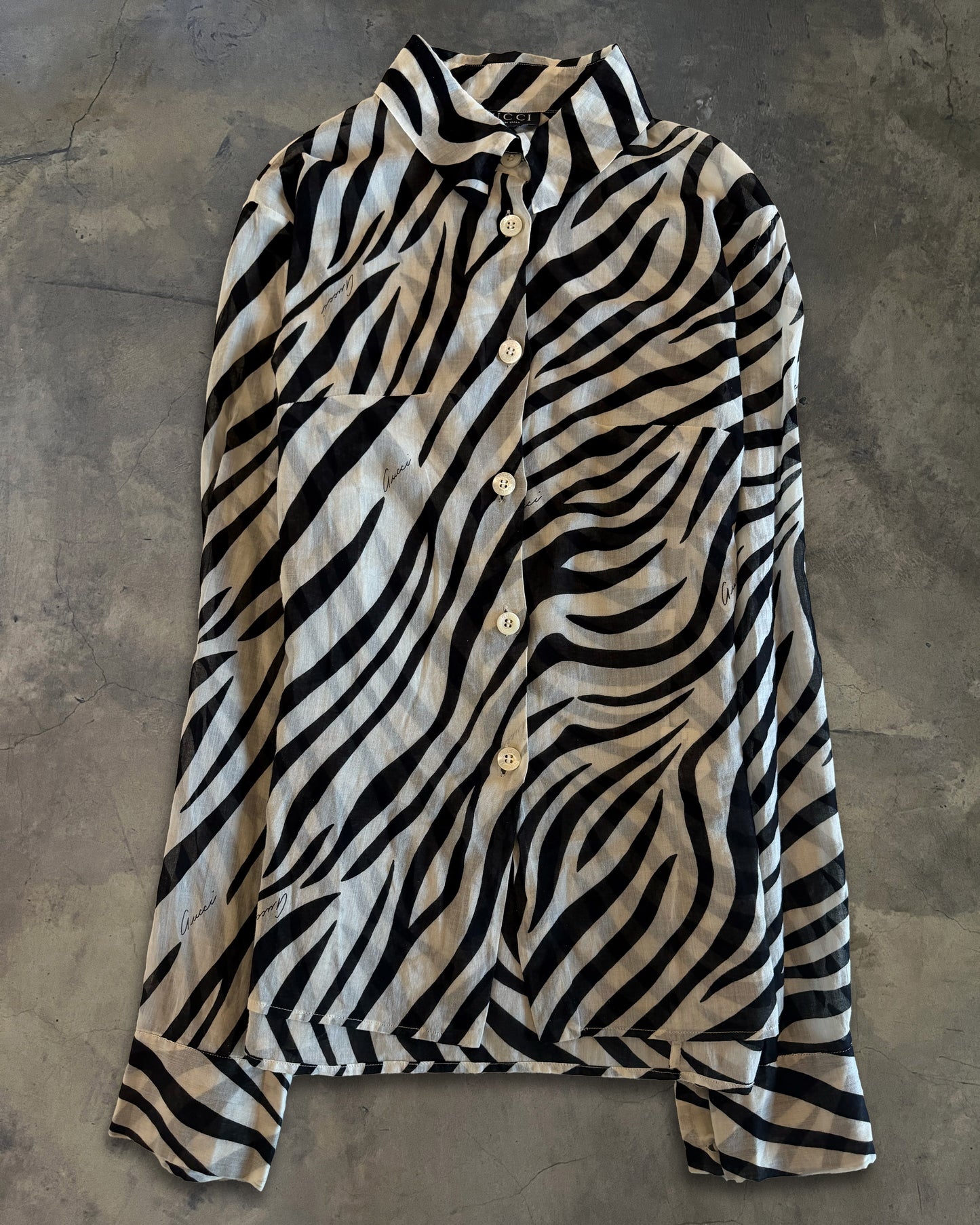 GUCCI BY TOM FORD RUNWAY SS1996 ZEBRA BUTTON UP