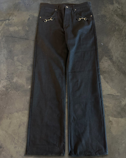 GUCCI AW2025 HORSE BIT EMBELLISHED BLACK DENIM