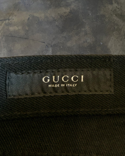 GUCCI AW2025 HORSE BIT EMBELLISHED BLACK DENIM