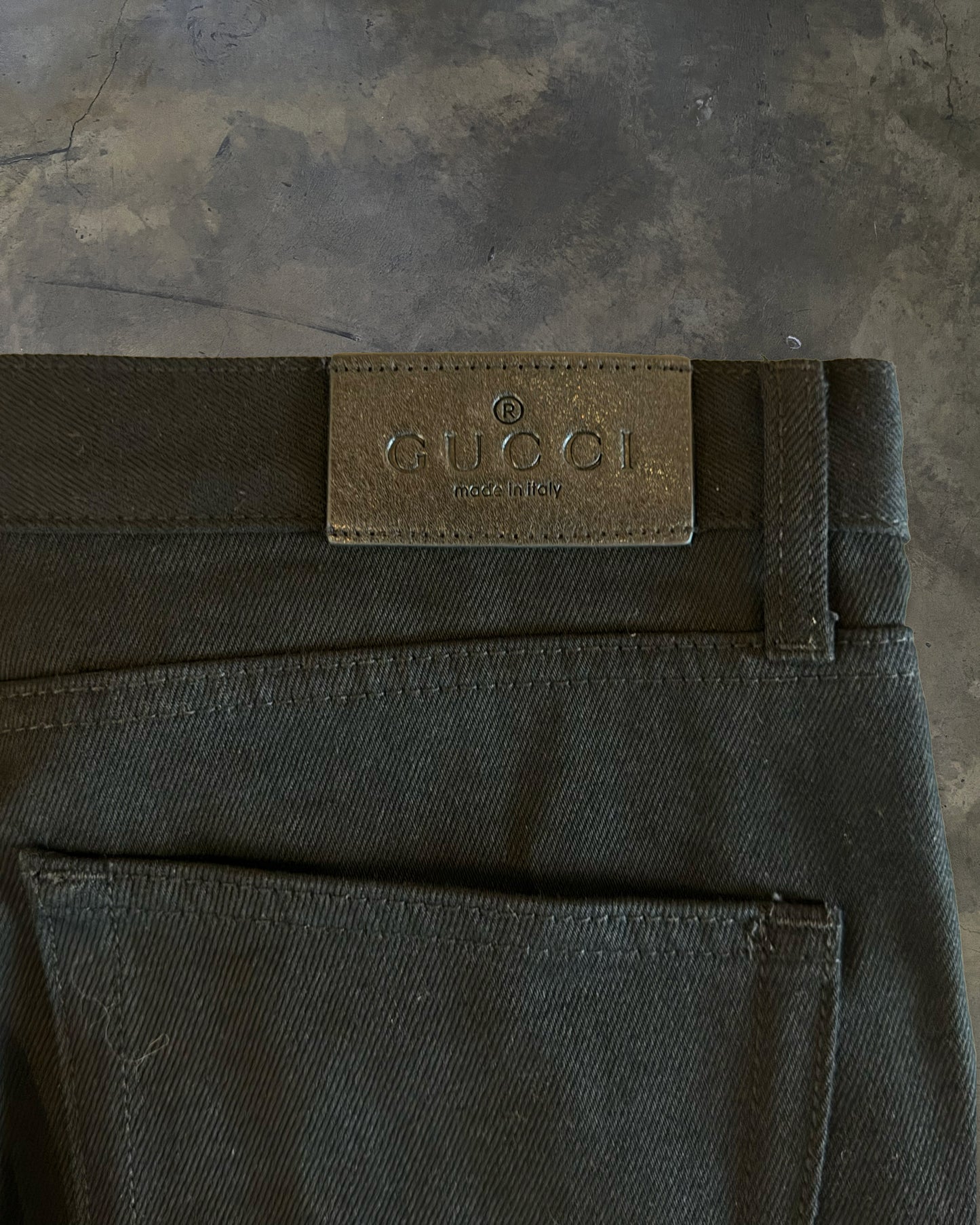 GUCCI AW2025 HORSE BIT EMBELLISHED BLACK DENIM