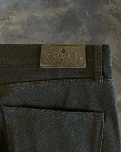 GUCCI AW2025 HORSE BIT EMBELLISHED BLACK DENIM