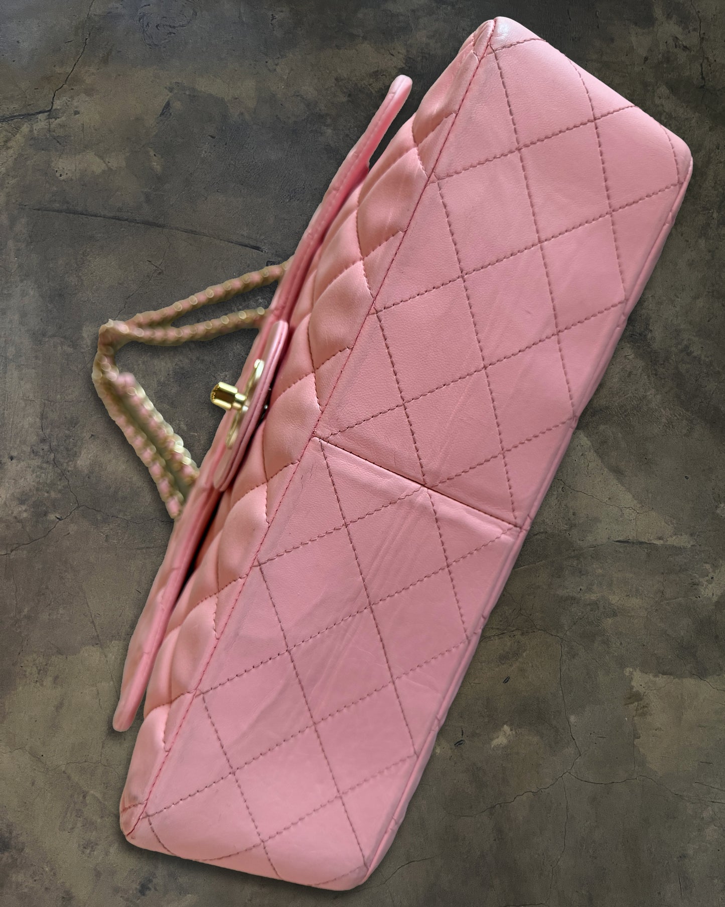 CHANEL 2009 SAKURA PINK QUILTED LAMBSKIN SINGLE FLAP