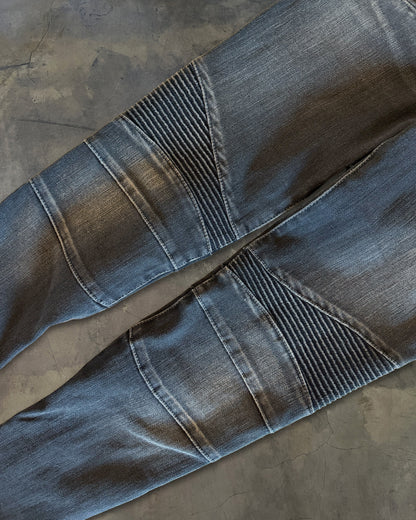 BALMAIN WASHED BIKER DENIM