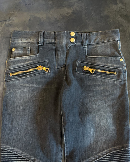 BALMAIN WASHED BIKER DENIM