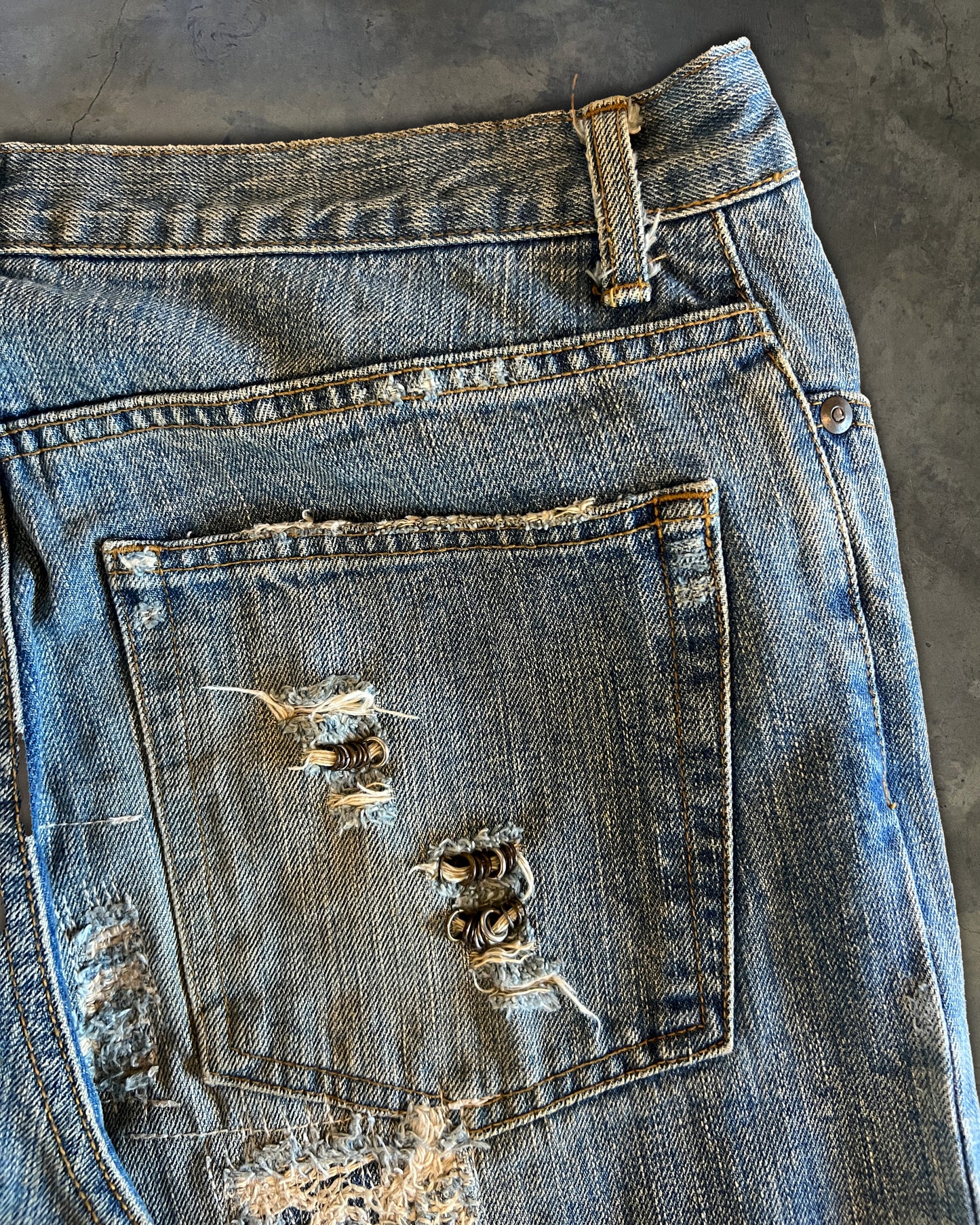 IFSIXWASNINE PIERCED BAGGY MUDMAX DENIM