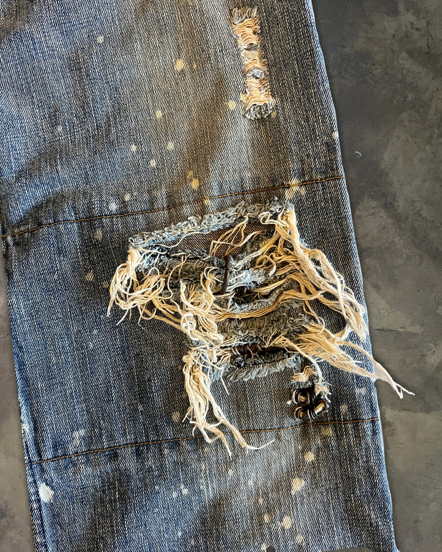 IFSIXWASNINE PIERCED BAGGY MUDMAX DENIM
