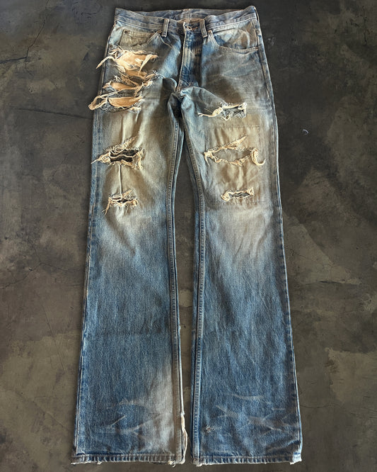 ISAMU KATAYAMA BACKLASH DISTRESSED PATCHED DENIM