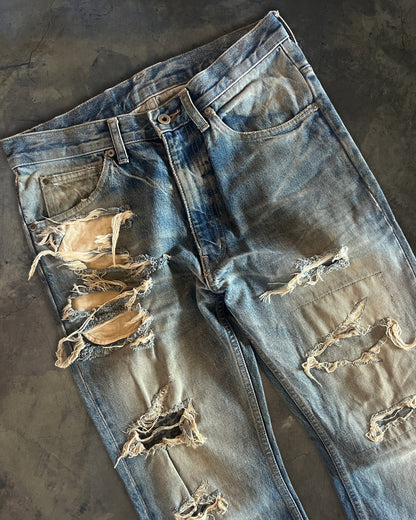 ISAMU KATAYAMA BACKLASH DISTRESSED PATCHED DENIM