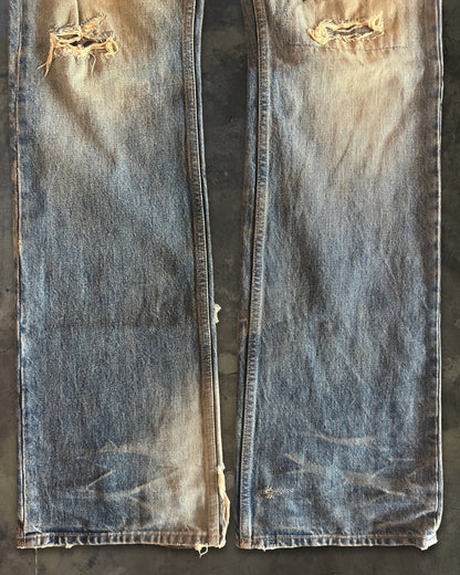 ISAMU KATAYAMA BACKLASH DISTRESSED PATCHED DENIM