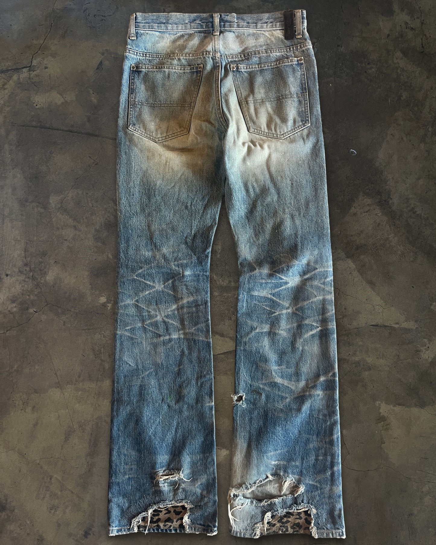 ISAMU KATAYAMA BACKLASH DISTRESSED PATCHED DENIM