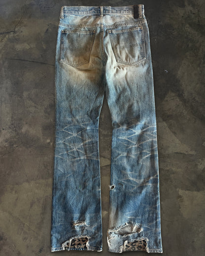 ISAMU KATAYAMA BACKLASH DISTRESSED PATCHED DENIM