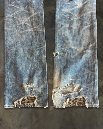 ISAMU KATAYAMA BACKLASH DISTRESSED PATCHED DENIM