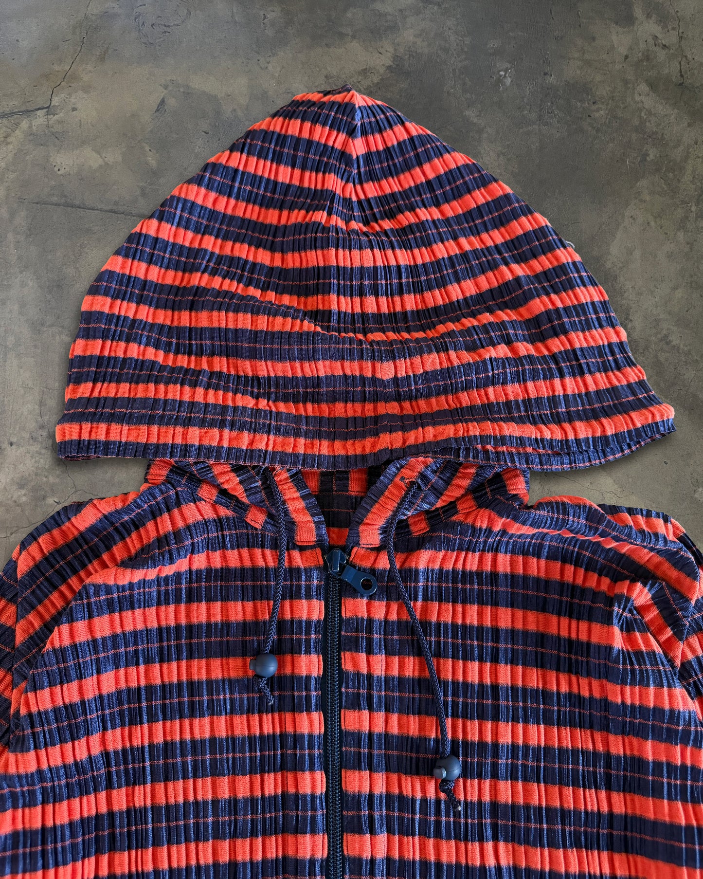 ISSEY MIYAKE PLEATS PLEASE STRIPED HOODIE