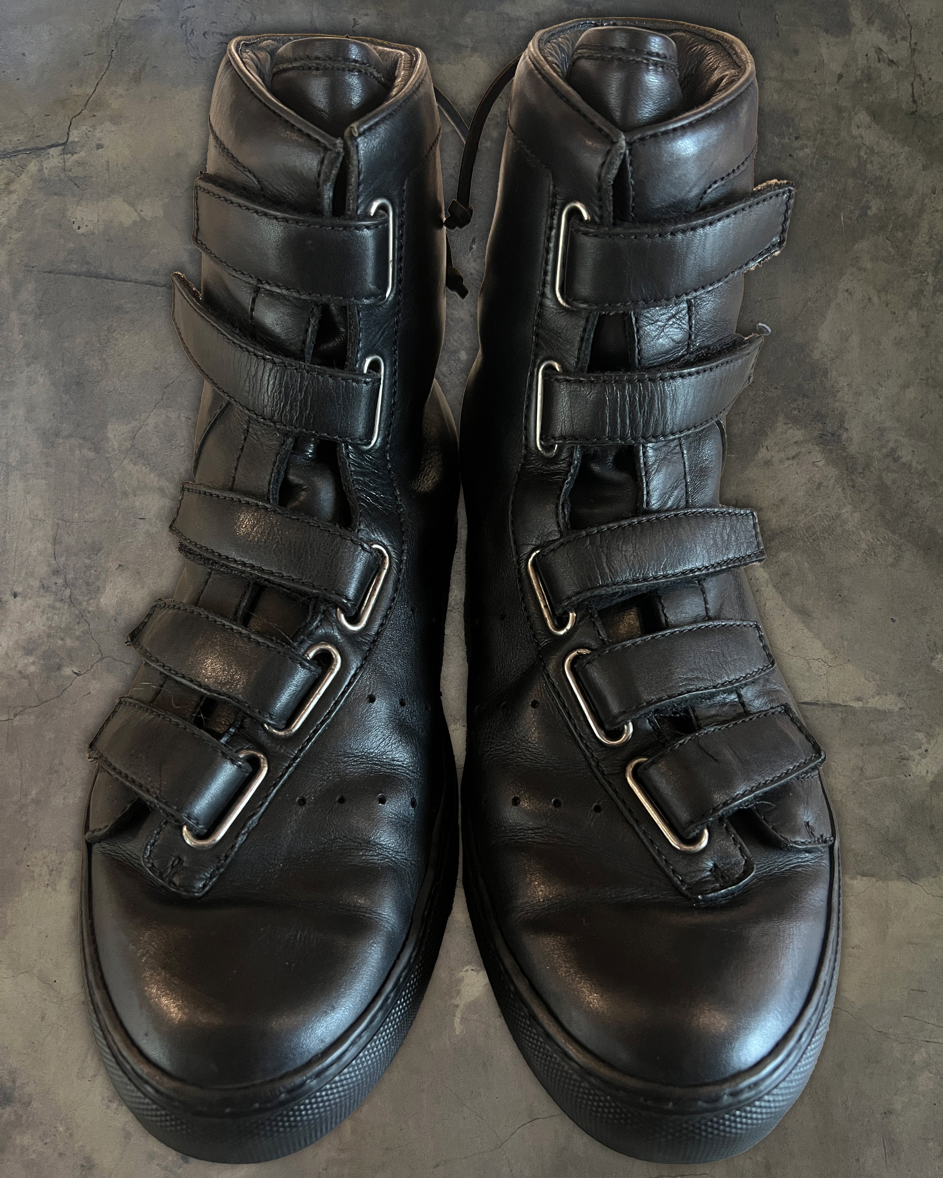 KRIS VAN ASSCHE ASYMMETRICAL VELCRO HI TOPS – glam archive